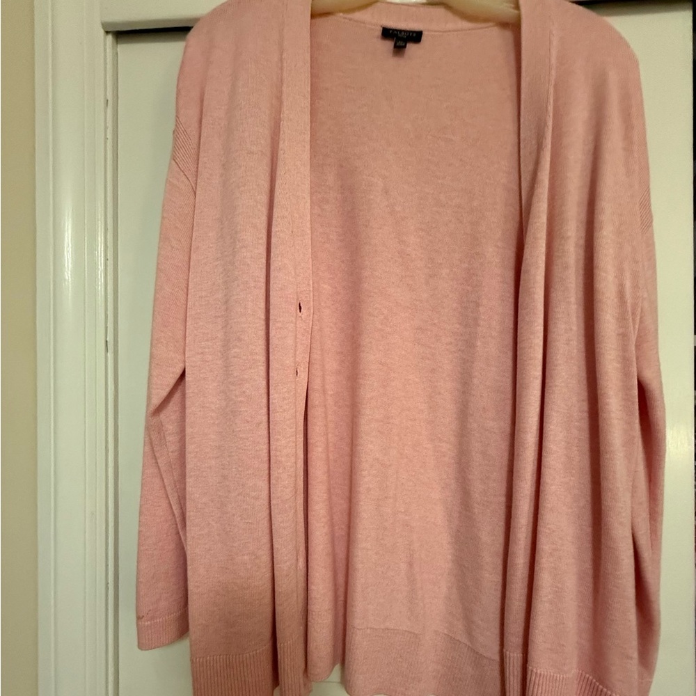 Talbots Pink Cardigan Sweater Soft Knit Open Front